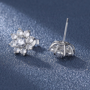 Boucles d'oreilles fleur <span class=keywords><strong>de</strong></span> tournesol en moissanite, argent sterling 925, élégantes et polyvalentes, pour femmes, vente en gros d'usine, bijoux - Product Image 5