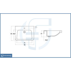 Lavabo da parete quadrato LP84 40x50cm in pietra per bagno o hotel - LP84 - Product Image 2