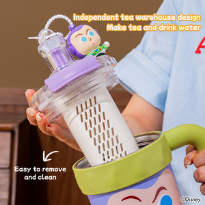 Botella de Agua de Acero Inoxidable de 27 oz con Diseño de Dibujos Animados de <span class=keywords><strong>Disney</strong></span>, con Tapa, Asa, Pajita y Compartimento para Té, Ideal para Regalos y Viajes - Product Image 4