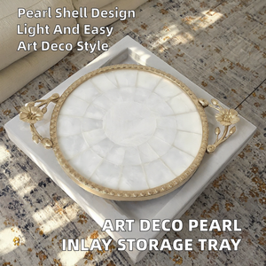 Art Deco <b>Retro</b> Luxury Pearl Mothershell Inlay Metal Handicraft Abstract Pattern Anniversary Lightweight Heat Resistant Tabletop - Product Image 2