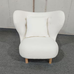 Sofá individual de tela para sala de estar, <span class=keywords><strong>sillón</strong></span> blanco moderno, patas de madera - Product Image 1