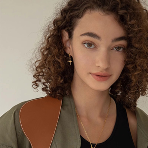 厂家直销批发时尚银箍耳环女金植耶稣吊坠时尚基督教饰品 - Product Image 5