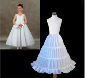 <span class=keywords><strong>Jupon</strong></span> blanc taille élastique pour enfants <span class=keywords><strong>avec</strong></span> 2 trois cerceaux Crinoline robe de fille de fleur pour enfants sous-jupe garniture en dentelle à trois couches - Product Image 4