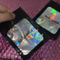 Bolsa de Embalaje Cosmética con Cierre Hermético, Transparente por un Lado, Impresa Personalizada al por Mayor, con Cierre de Cremallera Holográfico