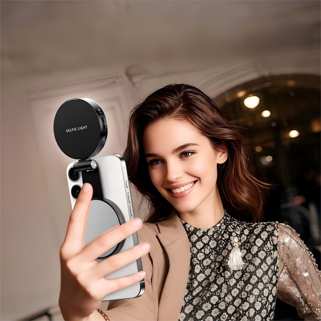Magnetic Attraction LED Ring Light Selfie Photography Adjustable Color Temp Mini Portable Plastic 800mAh Smartphone Phone