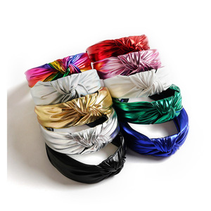 ที่คาดผม PU สีสันสดใส แฟชั่น ที่คาดผมแบบผูกปม กว้าง สำหรับผู้หญิง เครื่องประดับผม - Product Image 3