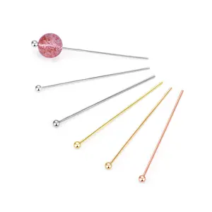 SJP101-001 halo 50Pcs sterling silver making accessories different size eye pins flat head and ball head pin for handmade beads