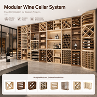 Cave à Vin Modulable Personnalisable en Bois Massif Style Vintage, Casier à Vin Rétro pour Collection de Vins