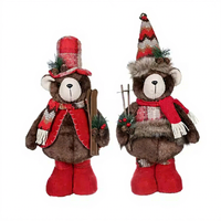 Vente en gros de ours en peluche bruns mignons pour Noël, en plastique et polyester, pour une utilisation en intérieur/extérieur, cadeaux pour enfants