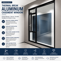 Ventana Abatible de Aluminio con Rotura de Puente Térmico y Panel de Vidrio Fijo, Ventana Residencial Moderna de Doble Acristalamiento de Alta Eficiencia Energética
