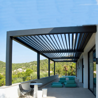 Elektrische, umweltfreundliche Aluminium-Gartenlaube mit motorisiertem Lamellendach, wasserdicht, bioklimatisch, für Garten, Terrasse, Balkon, Pergola