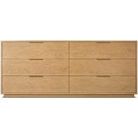 Commode RH Furniture haut de gamme en chêne à 6 tiroirs, commode à tiroirs de taille personnalisable, unité de rangement en bois dur naturel avec poignée en laiton de luxe