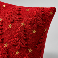 Housse de coussin de Noël matelassée personnalisée, motif sapin floqué, étoile dorée et nœud, pour canapé, vente en gros
