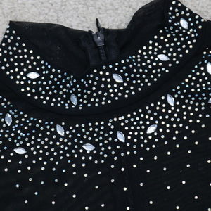 Diamond bling shiny playsuit tuta sexy strass mesh manica lunga body per le donne - Product Image 4