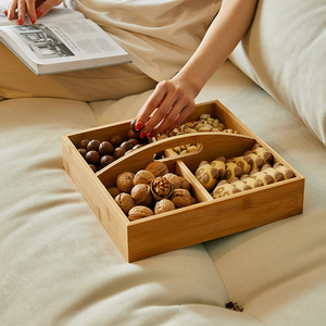 Boîte à fruits secs de style chinois, poignée en bois massif, boîte à bonbons, plateau à bonbons de mariage, plateau pour cadeaux de naissance, plateau à noix, boîte cadeau - Product Image 1