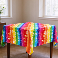 Nappe de fête arc-en-ciel à prix de gros, impression personnalisée, housse de table pour la maison et le jardin