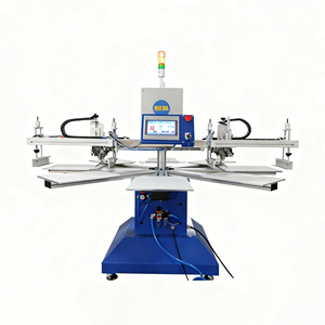 เครื่องพิมพ์สกรีนเสื้อยืดแบบหมุนอัตโนมัติ <span class=keywords><strong>2</strong></span> สี <span class=keywords><strong>8</strong></span> สถานี สำหรับพิมพ์โลโก้ขนาดเล็ก ป้าย ถุงสินค้า - Product Image 1