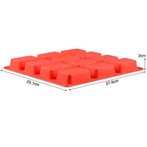 Moule en silicone alimentaire personnalisé à 12 cavités, antiadhésif, rectangulaire, pour savon, gâteau, mousse, chocolat - Product Image 2