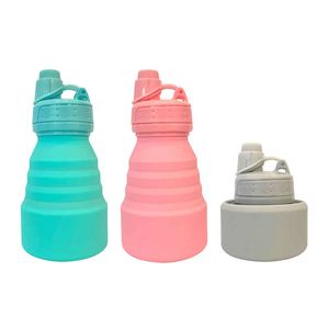 Silicone Collapsible Water <b>Bottle</b> Flip Up <b>Straw</b> Portable Travel Mug Solid Color Minimalist Design Unisex - Product Image 2