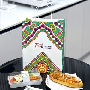 Bolsas de Transporte para Café para Llevar, Personalizadas, Desechables, Ecológicas, de Papel Kraft, para Comida Rápida Tailandesa - Product Image 2