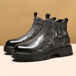 Bottes Martin pour hommes, bottines britanniques durables, mi-hautes, vintage, en cuir pour hommes - Product Image 5