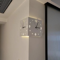 Jam Dinding Modern INS Wind Corner Single Face Electric Needle Display, Kreatif Sederhana Tanpa Bor, Fashionable untuk Ruang Tamu Pria