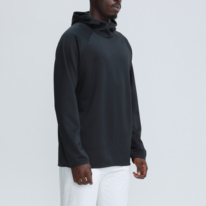 Felpa con Cappuccio Personalizzata da <span class=keywords><strong>Uomo</strong></span> per Allenamento Outdoor, Tinta Unita, Manica Lunga con Spalla Scoperta, Autunno/Inverno, per Fitness - Product Image 4