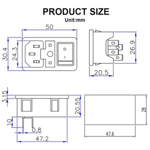 ICE320 Ổ Cắm Điện Xoay Chiều C14 Với Công Tắc Bật Tắt Được Chiếu Sáng Và Giá Đỡ Cầu Chì Ổ Cắm Điện 3 Chấu 10A 250V Có Giá Gắn Bảng Điều Khiển - Product Image 2