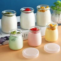 Stoples Puding Kaca Bulat Transparan yang Dapat Digunakan Kembali dengan Tutup 100ml 150ml 200ml 300ml 3oz 7oz 10oz untuk Yogurt Puding Susu Selai