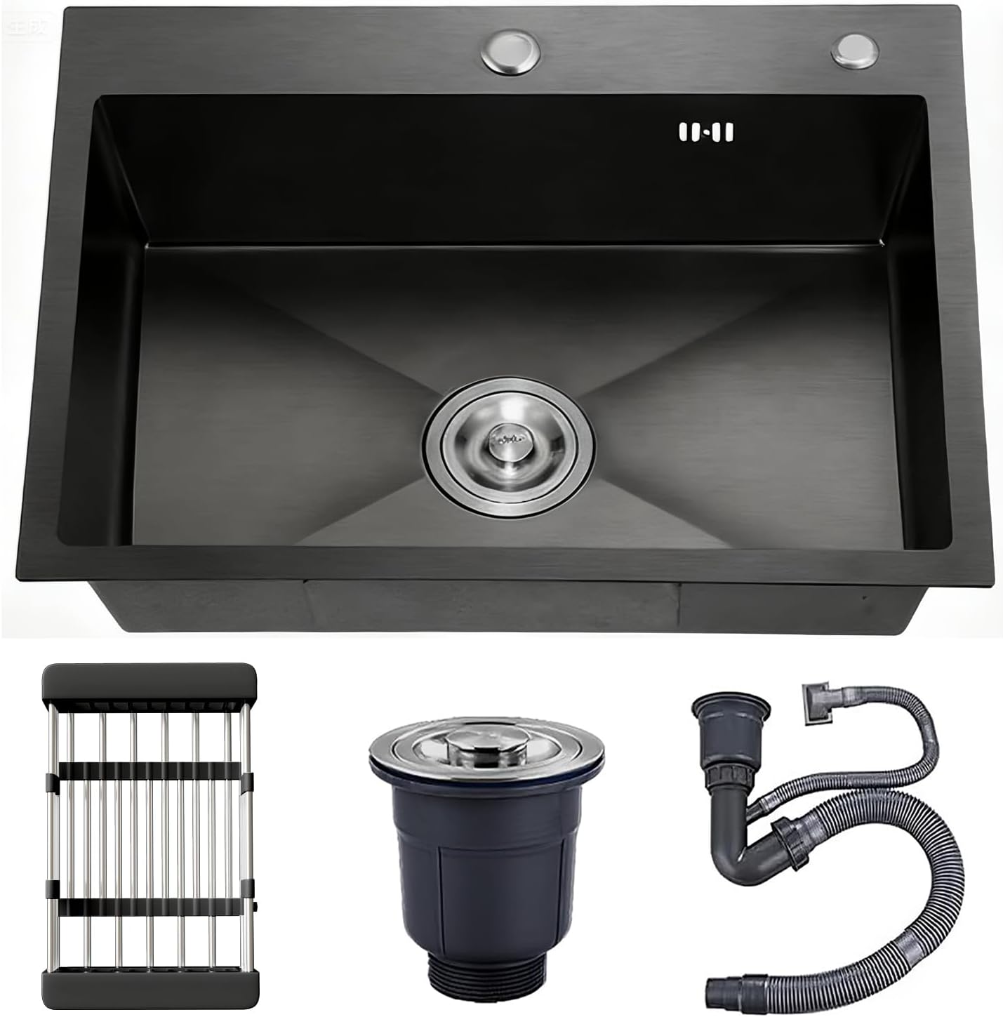 Fregadero De Cocina Fregadero Grande Escalonado De Acero Inoxidable 304 Con Grifo Y Kits De Instalación Múltiples Opciones De Paquete Instalación En La Encimera (Color : A, Size : 80x50x23cm