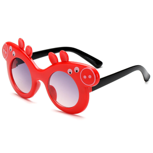 Vente en gros de lunettes de soleil pour enfants, garçons et filles, avec logo personnalisé, anti-UV, mignonnes, dessinées, en forme de cochon, tendance, colorées, UV400 - Product Image 5