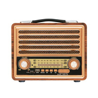 R-2077BT Rétro bonne qualité multi bandes réel en bois rechargeable radio avec liaison sans fil, usb mp3 lecteur solaire et lampe slot
