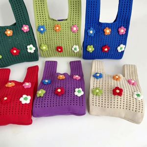 Beach Handbag Ladies Flower Pattern Trend Hand Knit Net Shoulder Bags for Women Knitted Bag - Product Image 2