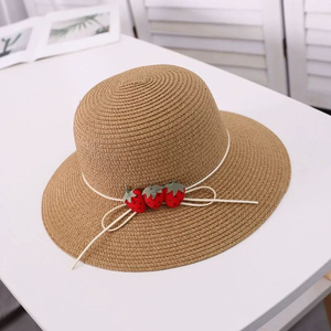 Sombrero de <span class=keywords><strong>Paja</strong></span> Ecológico Plegable con Visera para el Sol, Ideal para Viajes, Playa, Sombrero de <span class=keywords><strong>Paja</strong></span> con Diseño de Fresa - Product Image 5