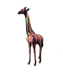 गर्म बिक्री उच्च गुणवत्ता पशु मूर्तिकला रंग पेंटिंग शीसे रेशा राल जिराफ प्रतिमा