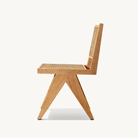 Ensemble de table et chaises de salle à manger d'extérieur en teck de haute qualité JAKOB CANE pour villa, parc, hôtel
