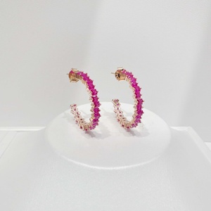 wholesale plata 925 sterling silver colorful stone earring wedding Rhinestones <b>emerald</b> big Luxury gold plated zircon earrings - Product Image 4