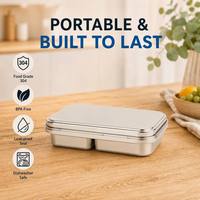 Boîte à lunch Risheng à 3 compartiments en acier inoxydable, étanche, compatible lave-vaisselle, sans BPA, pour les enfants, utilisation scolaire
