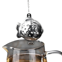 Infuseur à thé en acier inoxydable 304 en forme de poisson-bouffant avec chaîne et crochet pour thé en vrac, herbes et épices – Ustensile de cuisine