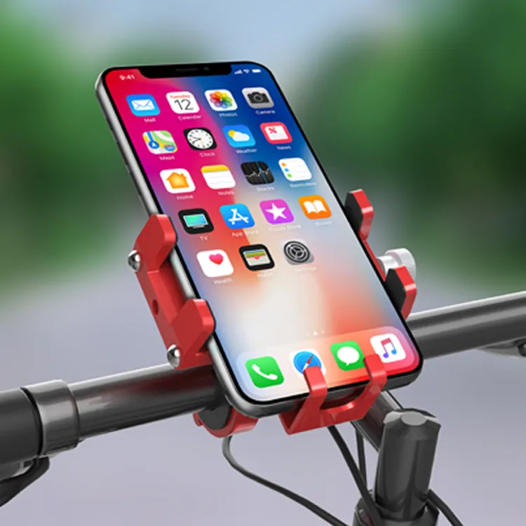 自転車とオートバイの電話マウントアルミニウム合金自転車電話ホルダー360度回転ほとんどのスマートフォンに適合