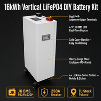 Boîtier vertical pour batterie de stockage d'énergie domestique LiFePO4 DIY 48V 16S 280Ah 314Ah 15kWh 16kWh JK-PB2A16S20P avec écran LCD 4,3 pouces 250A Blanc UE