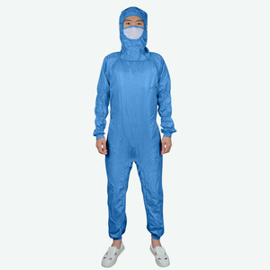 Combinaison antistatique pour salle blanche Suorec ESD0051 à capuche, jetable, en polyester et coton à filament conducteur, légère et respirante - Product Image 2