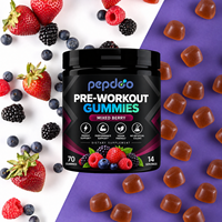 Pepdoo Gummies Pré-Entraînement aux Baies Mixtes, Bêta-Alanine, Vitamine B12, Caféine, Complément Énergisant