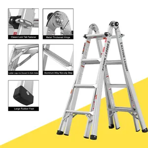 Collapsible Step Ladder 5-in-1Multifunctional Aluminum Ladder Adjustable Stairs For Kitchen