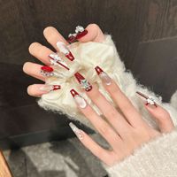 Luxe ange croix conception presse sur les ongles longs 3d fait à la main haute qualité acrylique presse sur les ongles en gros réutilisables faux ongles