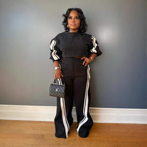 Completo da donna Ol6167 con maglione a righe e pantaloni a gamba dritta, due pezzi, <span class=keywords><strong>abbigliamento</strong></span> <span class=keywords><strong>spot</strong></span>. - Product Image 4