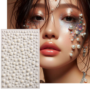 Pegatina facial de perlas, decoración de maquillaje autoadhesiva resistente al agua para uso diario - Product Image 1