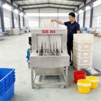 Commerciële droog-, desinfectie- en wasmachine voor plastic bakken, trays, dozen en pallets voor restaurants en keukens.
