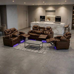 US Design LED Light Strip Electric Recliner Chesterfield <b>Sofa</b> With Durable Faux Leather <b>For</b> Modern Living Room - Product Image 6