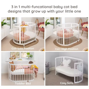 Giường cũi gỗ hình oval, đồ nội thất trẻ em, dành cho bé gái bé trai, cũi ngủ di động, giường cũi di động cho trẻ sơ sinh có thanh chắn, dưới 12 tuổi - Product Image 6